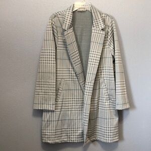 Melloday houndstooth long blazer jacket Women's 2X shacket Checker plaid EUC